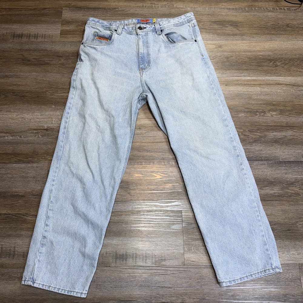 Empyre Light Wash Baggy Denim Skater Jeans Mens W34 x L29 Cyber Grunge Rave Y2K
